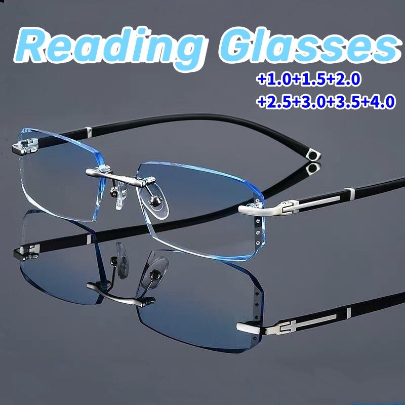 Унисекс Безрамочные Очки для Чтения с Блокировкой Синего Света для Женщин - Квадратная Форма с Гранями