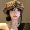 Берет Y2K леопардовый Леопардовый принт Восьмиугольная кепка Повседневная шляпа художника Путешествия