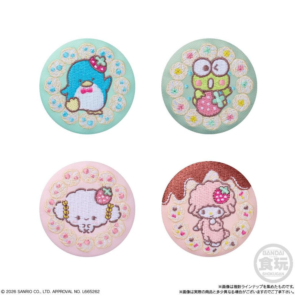 Sanrio Characters Embroidered Can Badge Biscuits 4 of (Box 12) (Candy Toy)