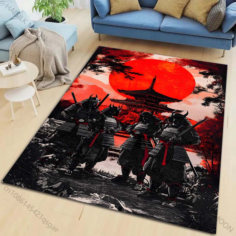 1PC Japanese Bushido Print Carpet for Living Room Bedroom Sofa Home Decor Rus Non-slip Floor Mat Luxury Gift Multiple Sizes