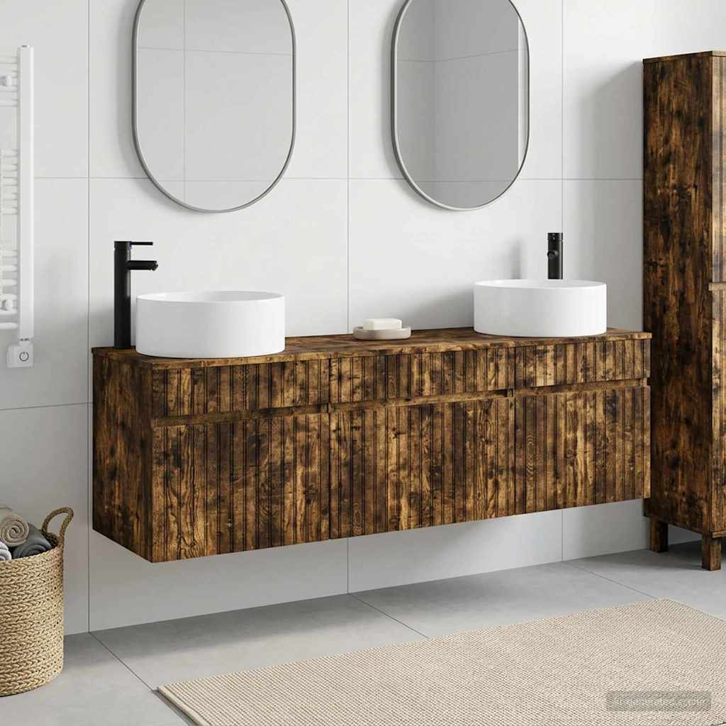 Bathroom Cabinet Set 3 pcs Smoked Oak