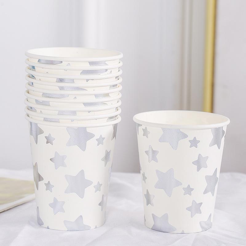 10 шт. в 1 партии. Наборы одноразовой посуды в розовую синюю полоску и горошек. Бумажные стаканчики, тарелки, трубочки, вилки. Одноразовые наборы. Украшения для свадьбы, дня рождения и вечеринки.