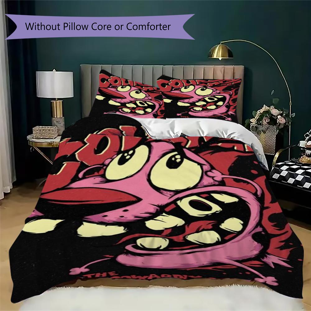 Courage Dog Pattern Bedding uilt Set uilt Cover Pillowcase Home Decoration Birthday Gift (1 * duvet cover + 2 * pillowcase without core)20