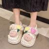 Cartoon Doll Women's Winter Plush Slippers 2024 New Comfortable Heel Soft Cotton Slippers Eva Anti Slip Vulcanized Shoes Trafza