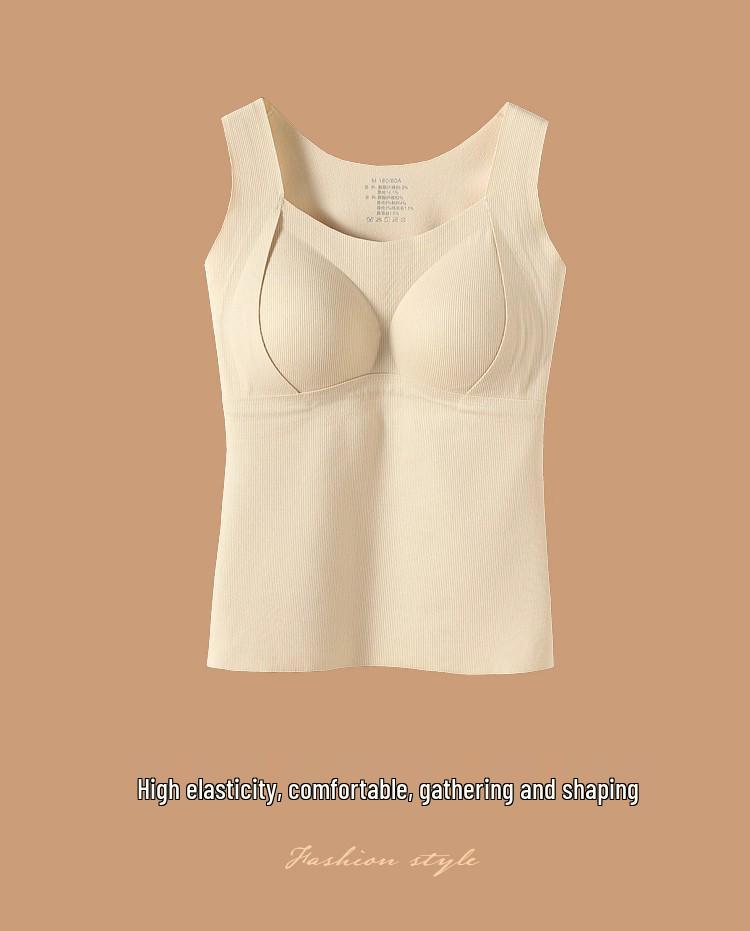 Женская термомайка на бретелях из шерсти и шелка со встроенными чашками