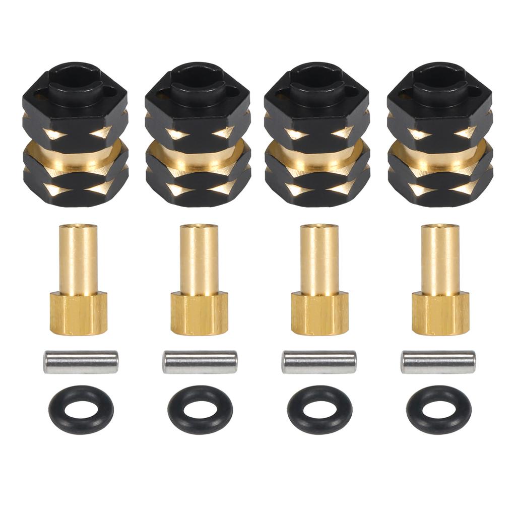 4Pcs Brass Wheels Hex Hub Extenders 7mm with Nuts for 1/24 RC Crawler SCX24 Bronco C10 Gladiator AX24 Upgrade Parts