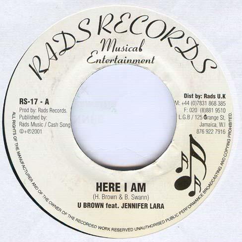 7inch Record JENNIFER LARA, U BROWN - Here I Am RS17 Rads Records 1980 UK Reggae, Ska & Dub Used