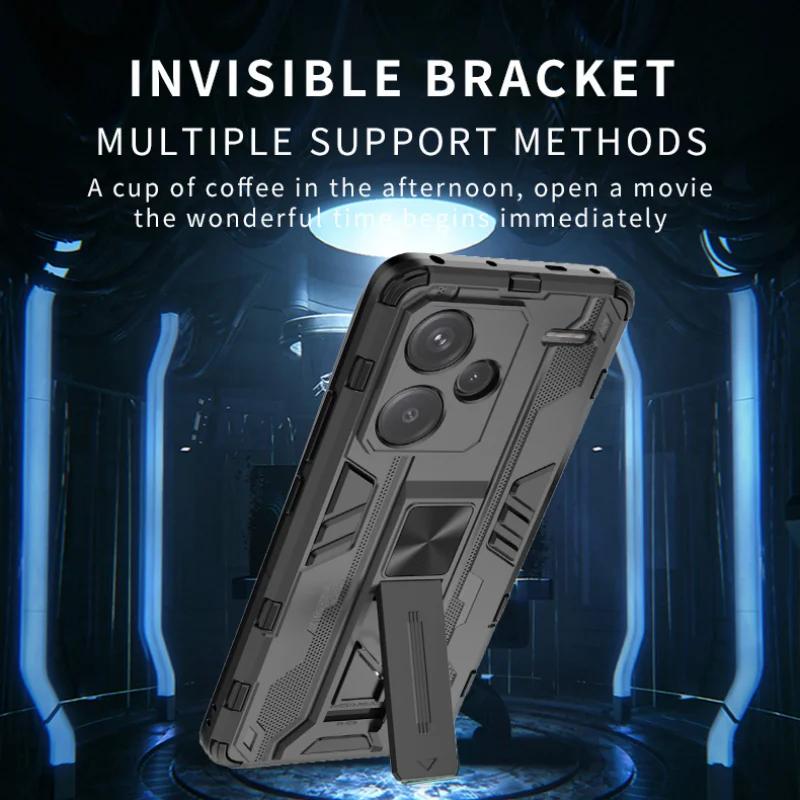 Регулируемый защитный чехол с подставкой для Xiaomi Poco F6 Pro 5G F5 X6 X5 M6 Pro, чехол с магнитным держателем, чехол Fundas Capa