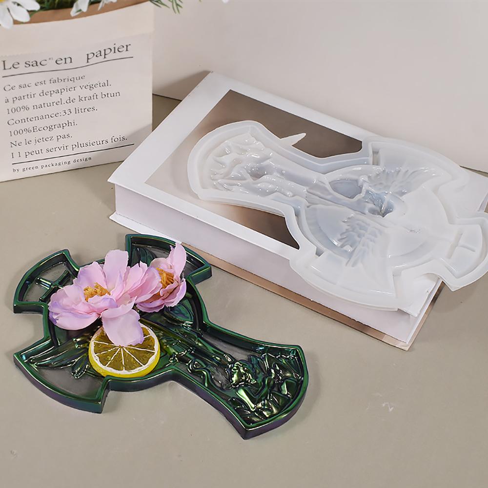 Angel Cross Silicone Resin Tray Mold Storage Tray Epoxy Resin Casting Silicone Mould Fruit Plate Jewelry Dish Silicone Molds