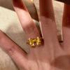 [Беглянка-принцесса] Ретро золотое кольцо-бант простой нишевый дизайн сладкая модная универсальное кольцо женское