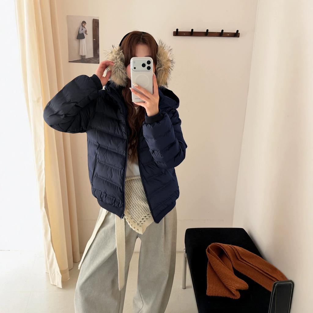 Ribs hooded short light cotton-padded clothes women's winter new loose small versatile cotton-padded jacket