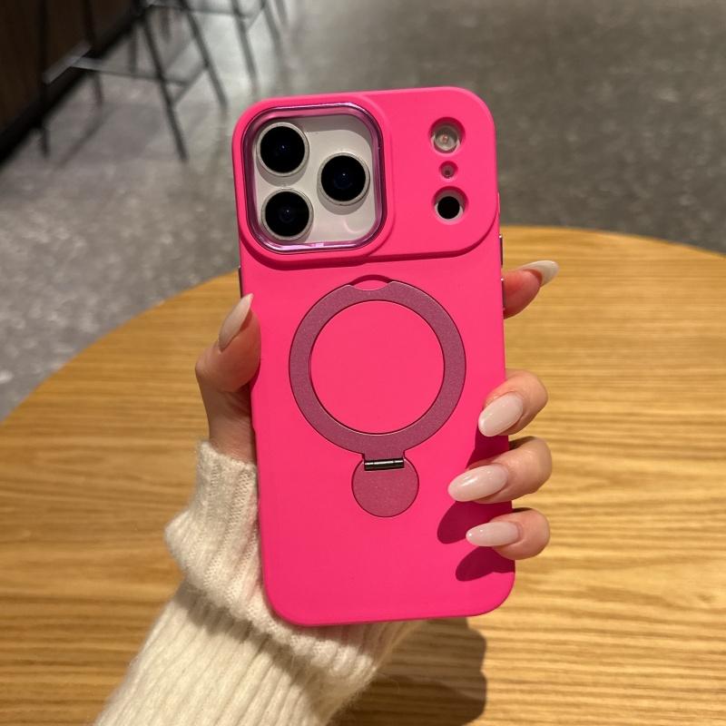 Вращающийся кронштейн Чехол для телефона Для iPhone 17 16 15 14 13 Pro Max Роскошный Жидкий силикон Для Magsafe Магнитная Металлическая крышка