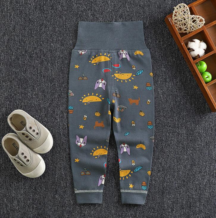 Children's 100% Cotton Autumn Pants, High-waisted Belly-protecting Pants, Baby Pants with Open Crotch, Boys' and Girls' Undershirts and Sleep Pants