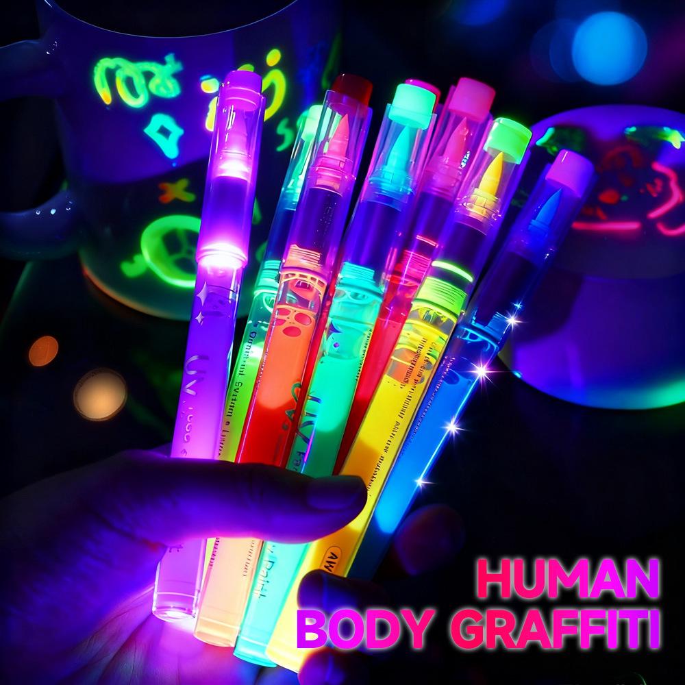 Luminous Liquid-Ink Fluorescent Body Art Pen - Washable Skin Graffiti Marker for Concerts and Parties.