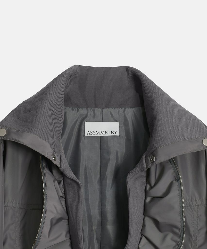 ASYMMETRY Gathered Zip Layer Jacket / Black