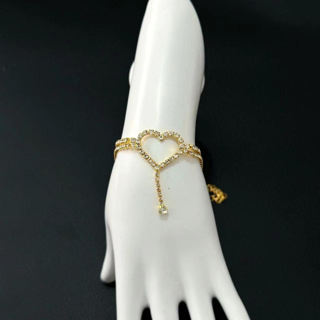 Full Diamond Rhinestone Heart Beach Anklet with Tassel