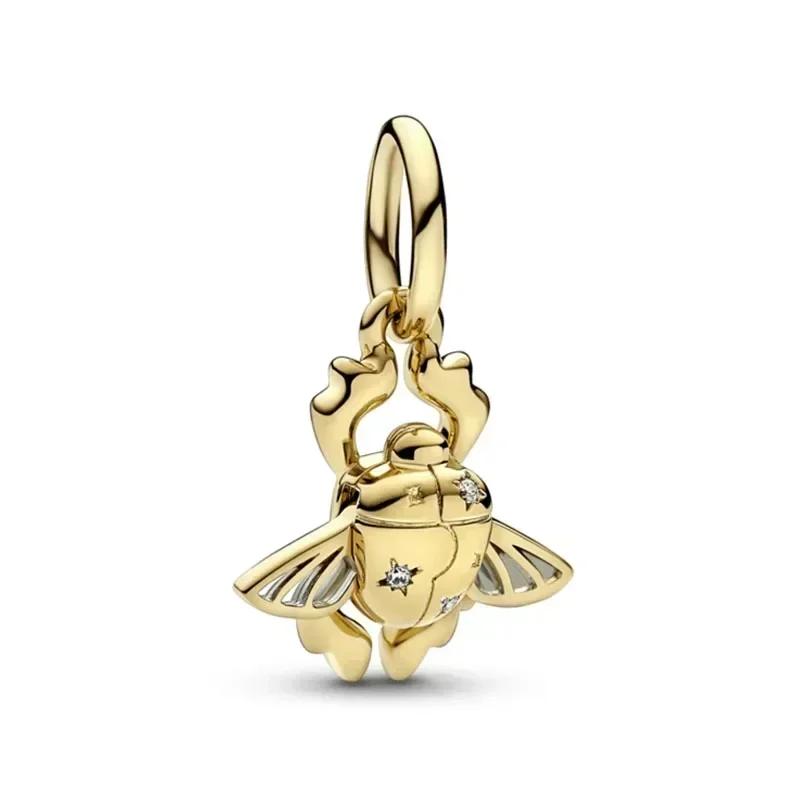 Роскошный золотой цвет серии S925, стерлинговое серебро, классический блестящий кулон «Древо жизни», подходит для оригинального браслета, подарок «сделай сам»