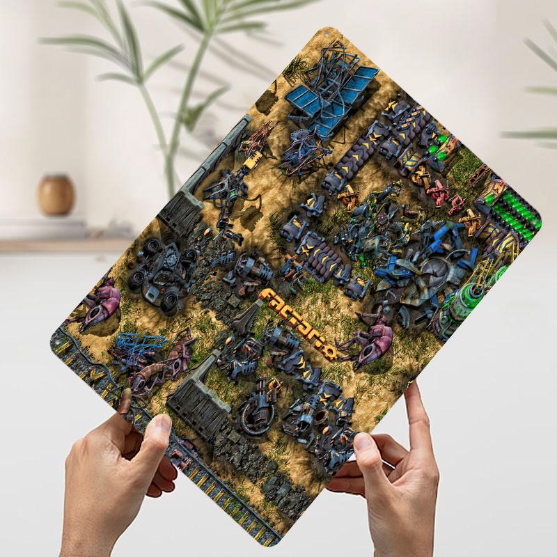 Factorio Game Environment Tin Plaque Poster Customized Wall Art Retro Vintage Metal Signs for Man Cave Modern Home Decoration