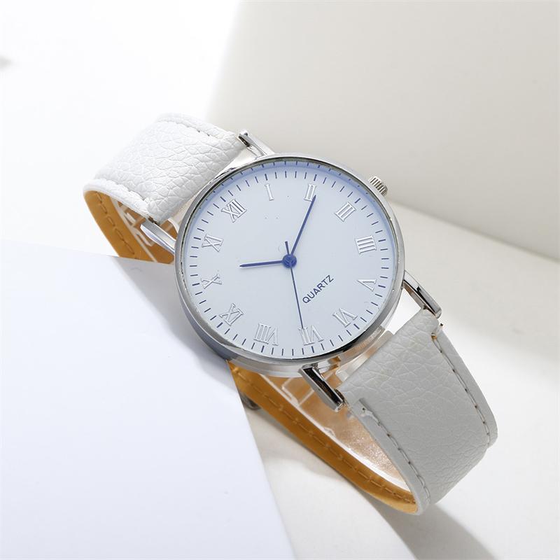 Простые женские кожаные часы с римскими цифрами, кварцевые аналоговые часы, повседневные деловые деловые часы