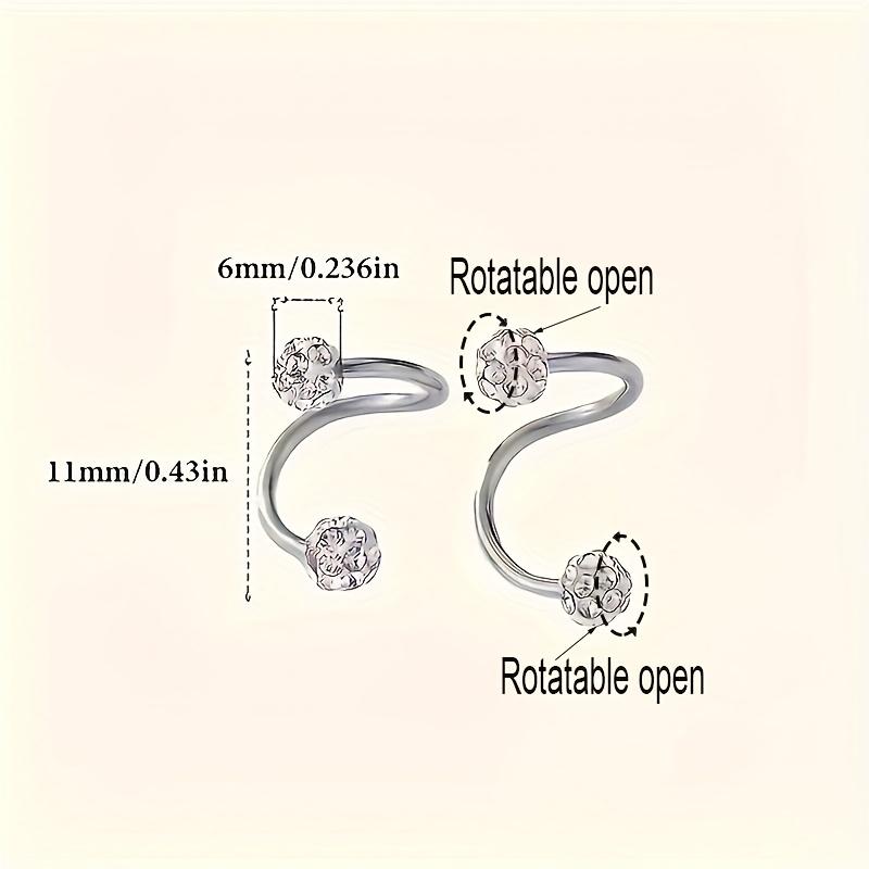 1 Pair Luxury Spiral Rod Ball Earrings, Stainless Steel, Versatile Daily Wear & Gift Jewelry, with Rhinestone Inlay for All-Season Fashion Accessory