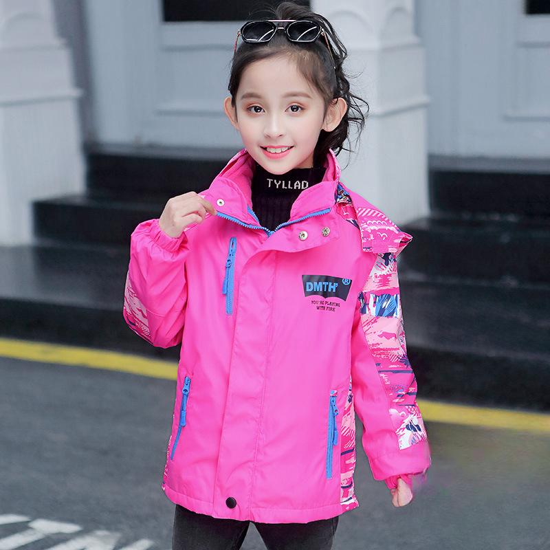 Children's Jackets Girls Autumn and Winter Outdoor Three-in-one Detachable Windproof Jackets Big Children's Clothing Tops