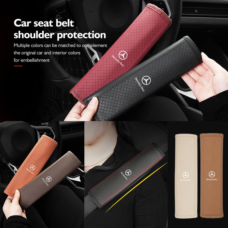 Leather Car Seat Safety Belt Soft Protector Shoulder Strap Pad For Benz W211 W124 W176 W177 C180 C200 C260 C300 GLC CLE CLA a1
