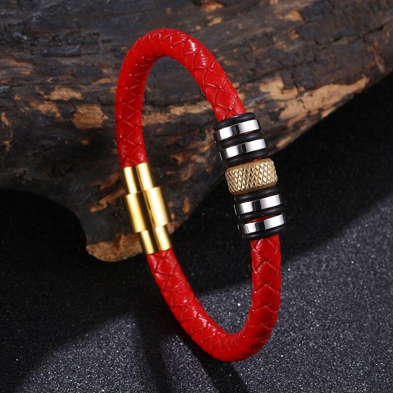 New Luxury Genuine Leather Bracelet Combination 3 Colors Men Bracelets Woven Bracelet Men Birthday Gift