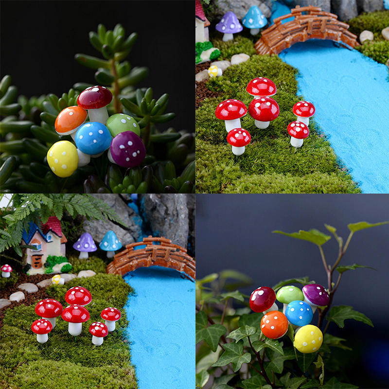 Мини-цветной грибной садовый декор, мини-цветочный горшок, кукольный домик для феи своими руками