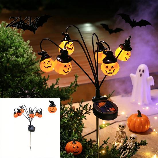 Decorative Halloween Porch Lighting Solar Garden Lights, Ghost Pumpkin Witch Hat String Holiday Party Lights IP54 Waterproof Outdoor LED Path for Yard