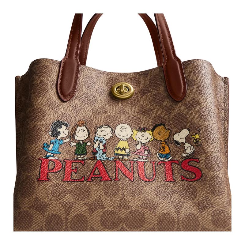 COACH handbag PEANUTS Snoopy joint model Willow 24 detachable shoulder strap coated canvas Tote bag Tote bag shopping bag shoulder crossbody medium