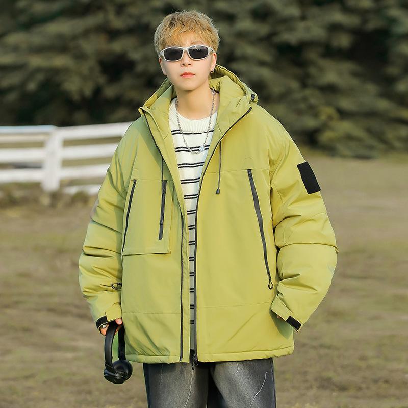 Куртка мужская хлопковая одежда называется модной уличной трехслойной технологией свободного покроя с капюшоном на осень