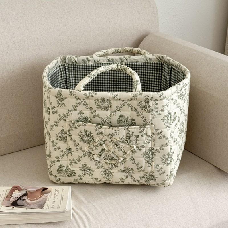 Foldable Fabric Storage Basket With Floral Print Large Capacity Laundry Hamper Bedroom Dorm