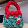 Coarse Cotton Christmas Handbag Hand Knitted Crochet Tote Bag Candy Bag Chunky Knit Bag  Women/Girl
