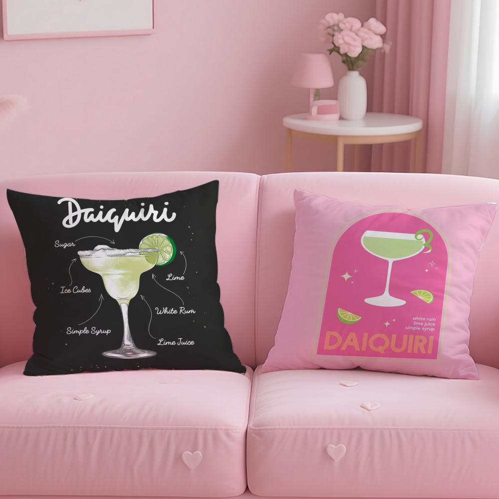 beverage theme Daiquiri Cocktail Cushion Cover Soft  EasyWash Pillow Case  Versatile for Couch Bed Travel and Office