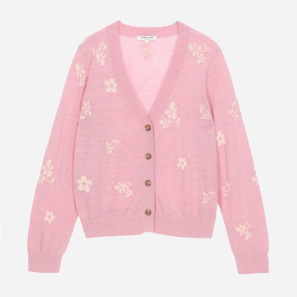 Thursday Island Flower Jacquard V Neck Cardigan T266mcd132w