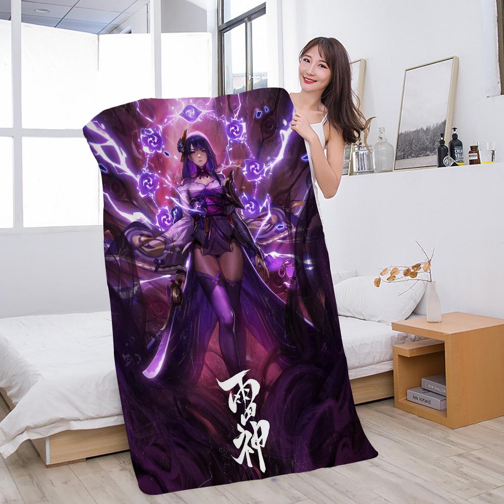 Raiden Shogun Genshin Impact Beach Towels Shower Towel Sauna Travel Spa Microfiber Quick Dry Gym Accessories Cute Room Decor