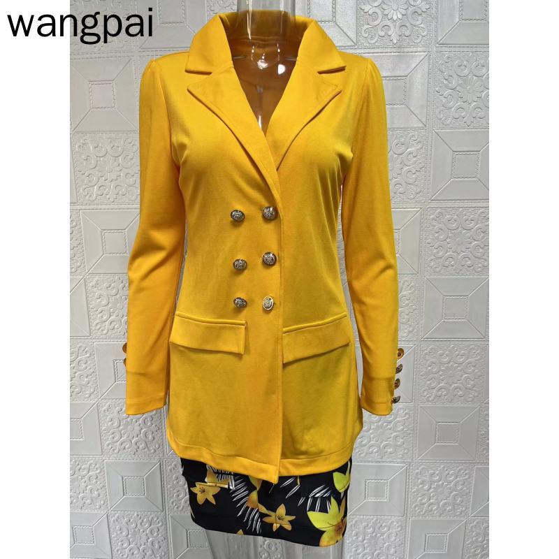 Женский осенне-зимний повседневный костюм с длинными рукавами, куртка с юбкой и принтом, комплект из двух предметов