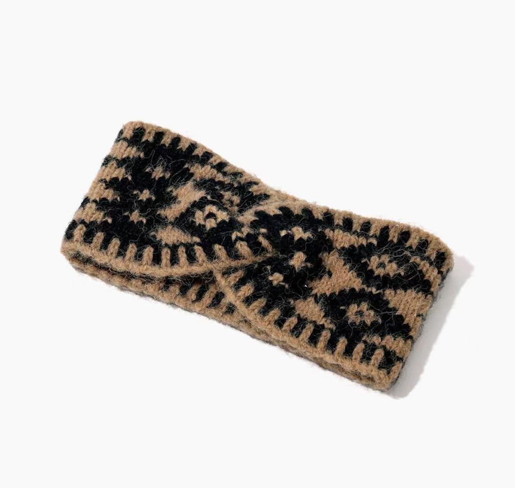 Retro Leopard Print Knitted Headband - Versatile, Warm & Non-Tightening Hair Accessory for Women