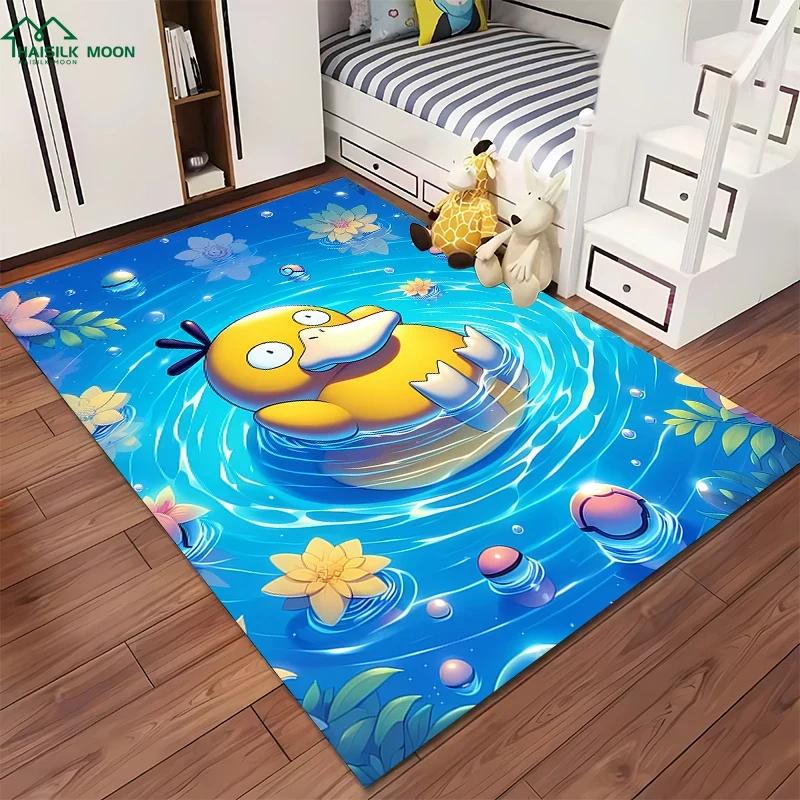 Japanese P0kem0n Theme Psyduck Printed Carpet Rugs for Living Room Bedroom Dining Office Sofa Non-Slip Large Decor Mat Potdemiel