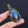Labradorite Gemstone Pendant Pure Copper Wire Wrapped Handmade Jewelry