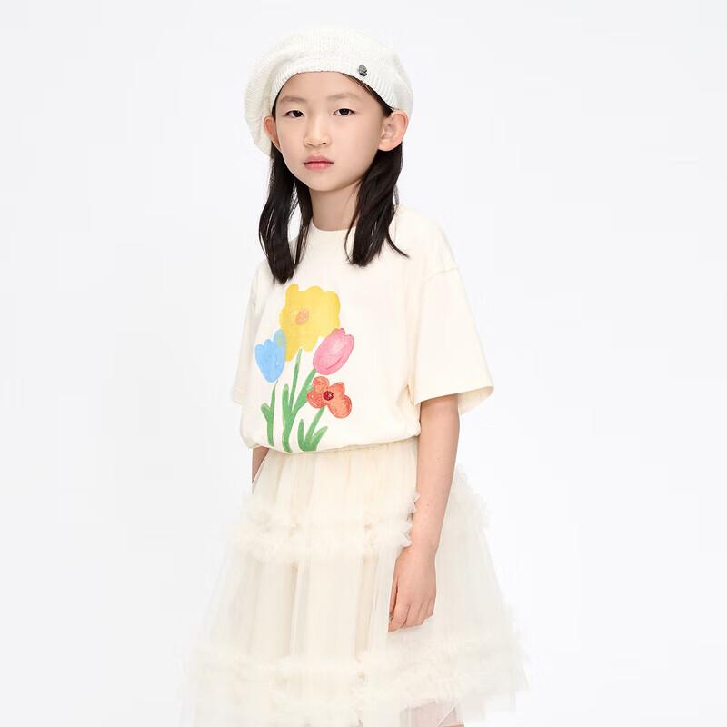 Little MO&Co. Girls' 5A Antibacterial Floral Cotton T-Shirt