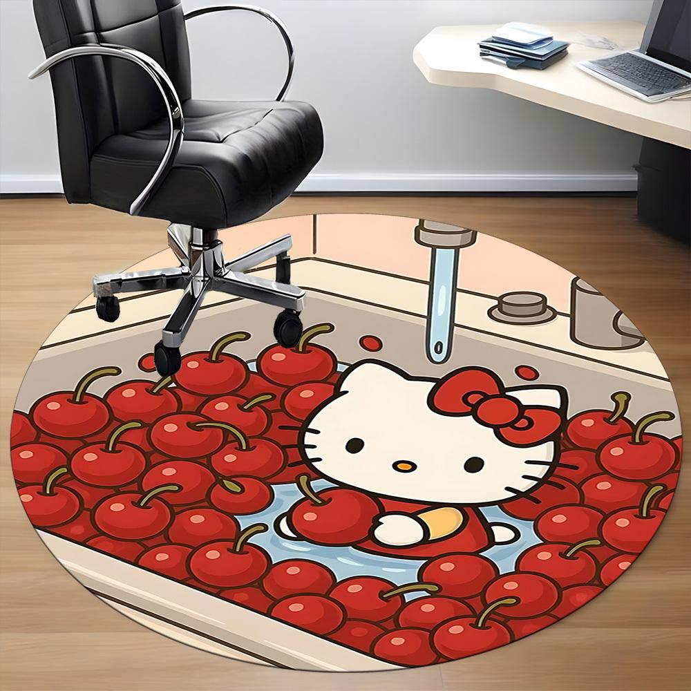 1 шт. Коврик для офиса круглый, с вишнями HelloKitty, под офисные стулья, для спальни, гостиной, домашний декор a1022107