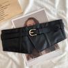 Fashion PU Leather Wide Belt Corset Lady Women Black Slim Body Front Zipper Bandage Waistband Elastic Decor Dress Suit Straps