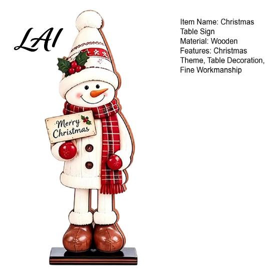 Festive Home Decorations Wooden Christmas Table Sign Santa Claus Elk Snowman Tabletop Decoration Desktop Holiday Party Centerpiece for Office Shelf