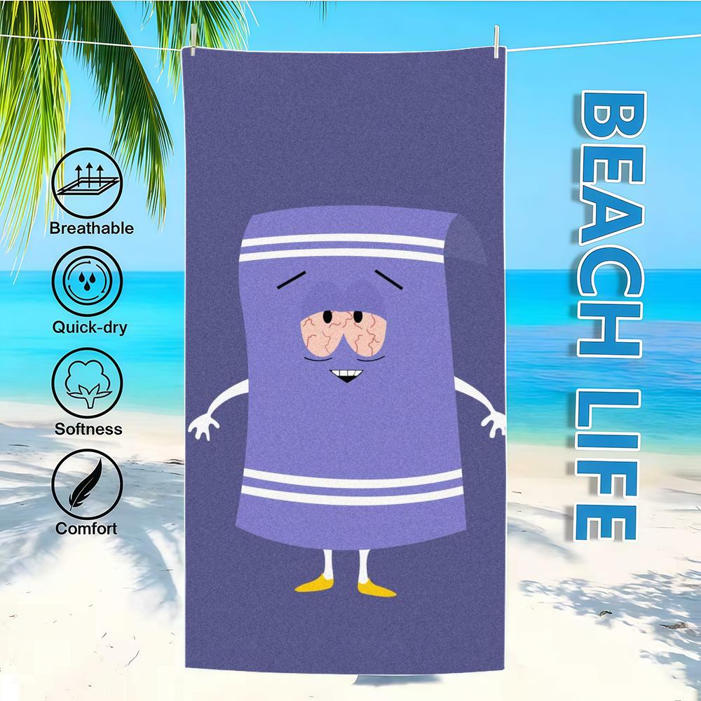Пляжное полотенце с принтом Towelie, Высокоабсорбирующее быстросохнущее микрофибровое банное полотенце, Идеальный летний подарок для фанатов South Park Банное полотенце