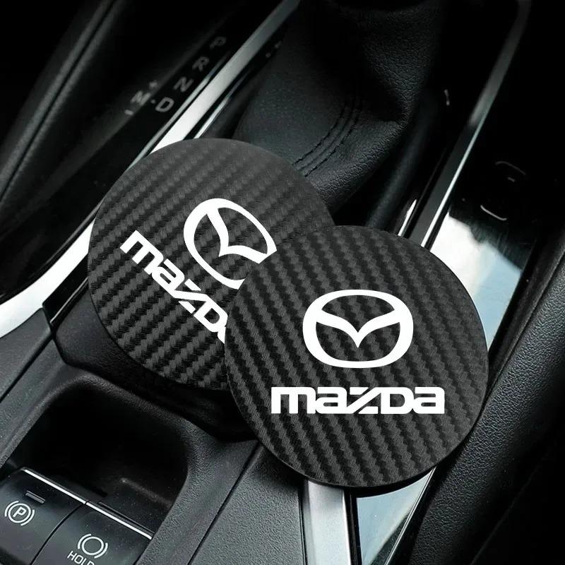 2PCS Car Cup Coasters For Mazda 3 Axela Atenza CX-5 CX-30 CX-50 Waterproof Non-slip Easy Clean Interior Mat Car Accessorie