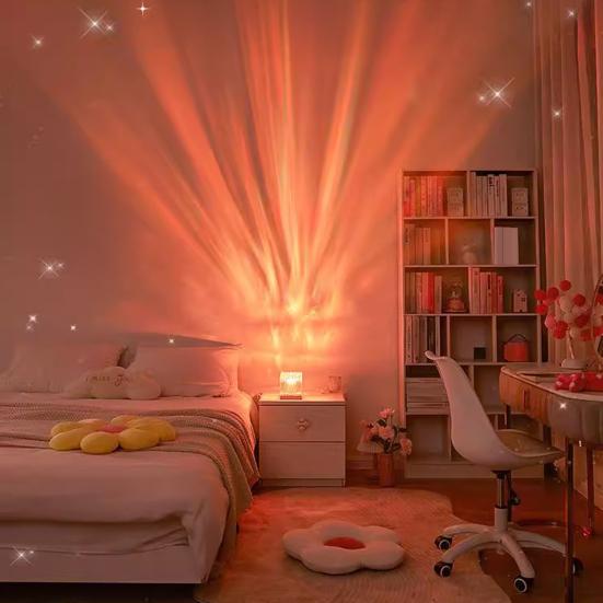 Проектор Авроры с пультом и управлением через приложение 16 меняющих цвет светодиодных ночников 360 градусов комнатное освещение