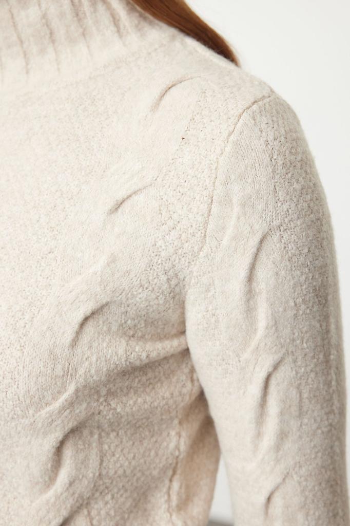 Женский свитер в элегантном стиле, мягкий текстурированный укороченный трикотаж с камнем, свитер