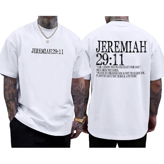 Christian Bible Verse Shirts for Men Jeremiah 29:11 Jesus God Religious Faith T Shirt Oversized Graphic Tees Tops