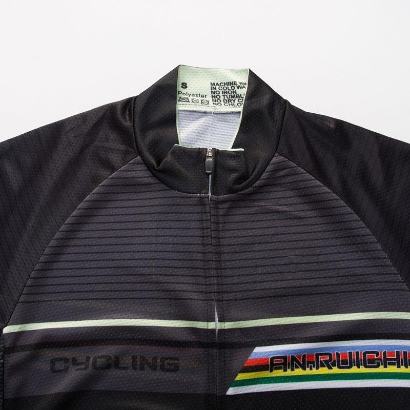 Короткий велосипедный трикотаж с защитой от пота, черные брюки-комбинезон, комплект одежды для велосипеда, спортивные трикотажные изделия с разноцветными полосками, черные мужские костюмы для велосипедной одежды